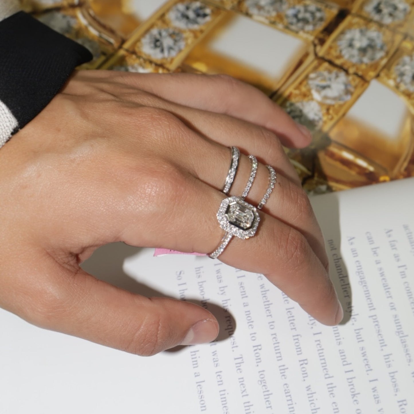 ANILLO OCTAGONAL DIAMANTES