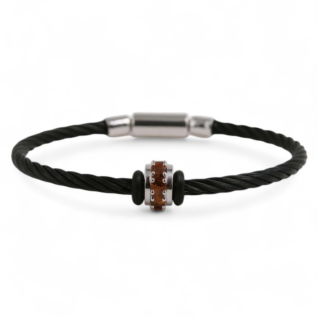 PULSERA ACERO REDONDEL CITRINO