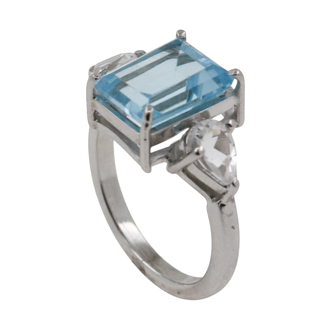 ANILLO TOPACIO AZUL Y BLANCO