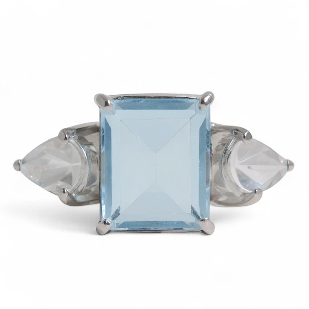 ANILLO TOPACIO AZUL Y BLANCO