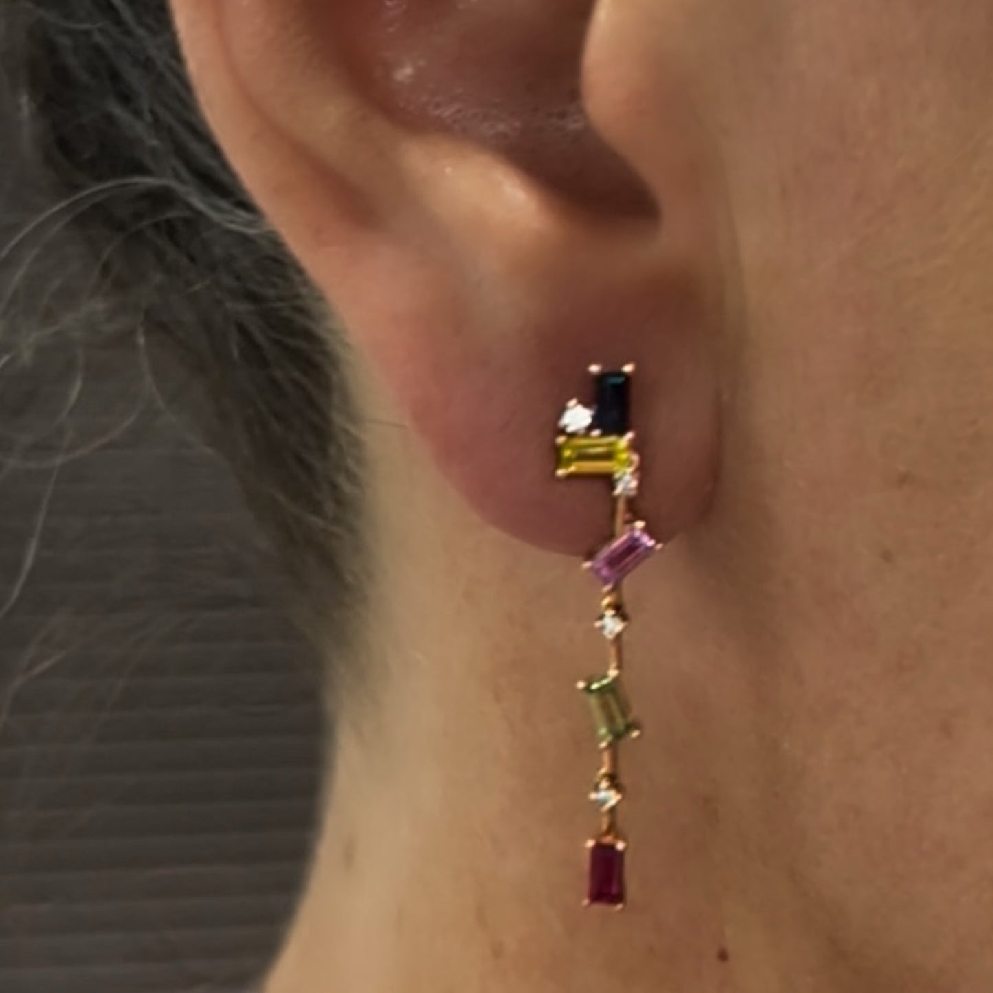 ARETES LARGOS BAGUETTES RAINBOW