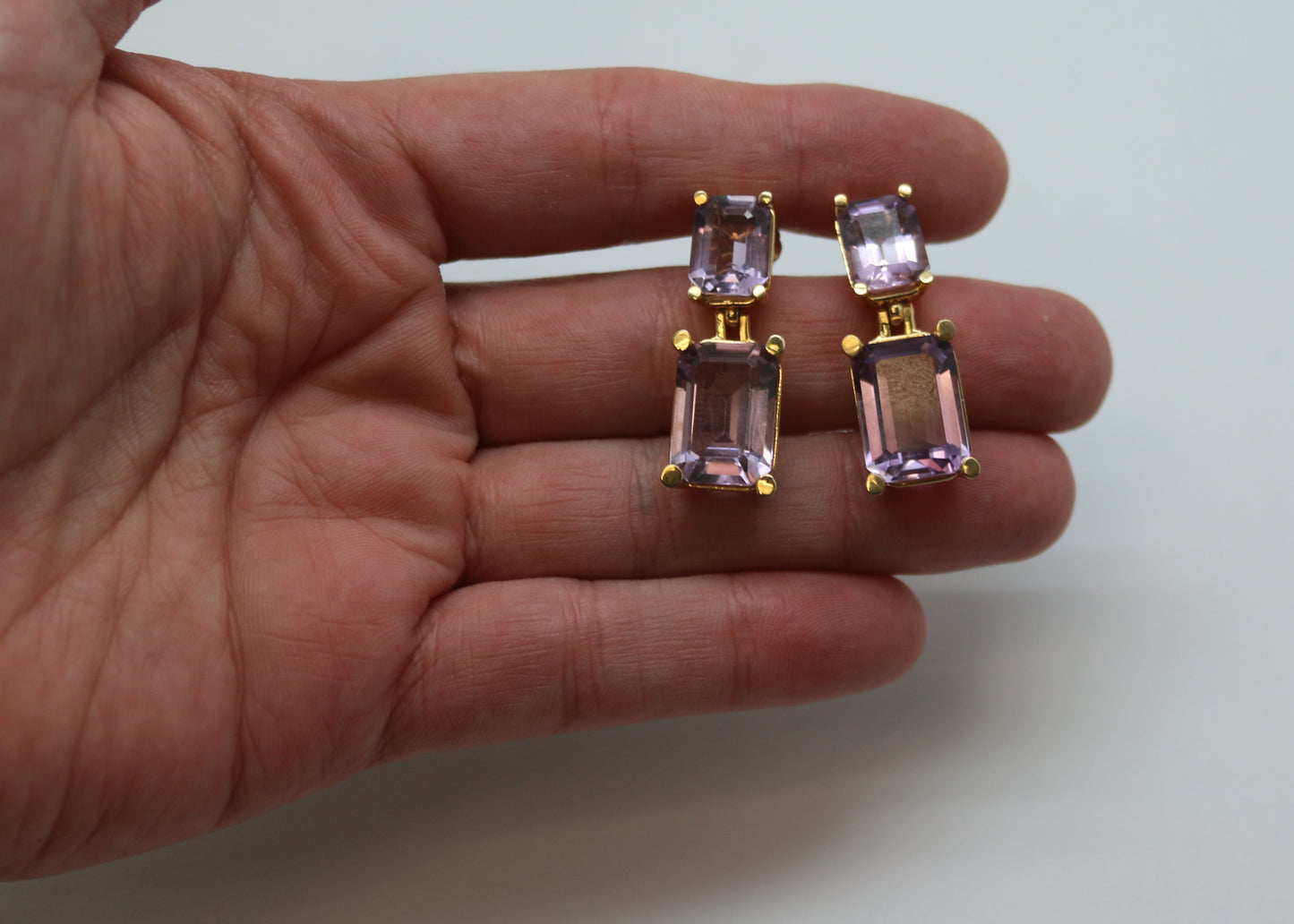 ARETES RECTANGULARES AMATISTA O PIEDRA A ELEGIR