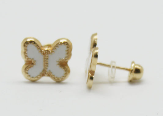 ARETES MARIPOSA BLANCOS