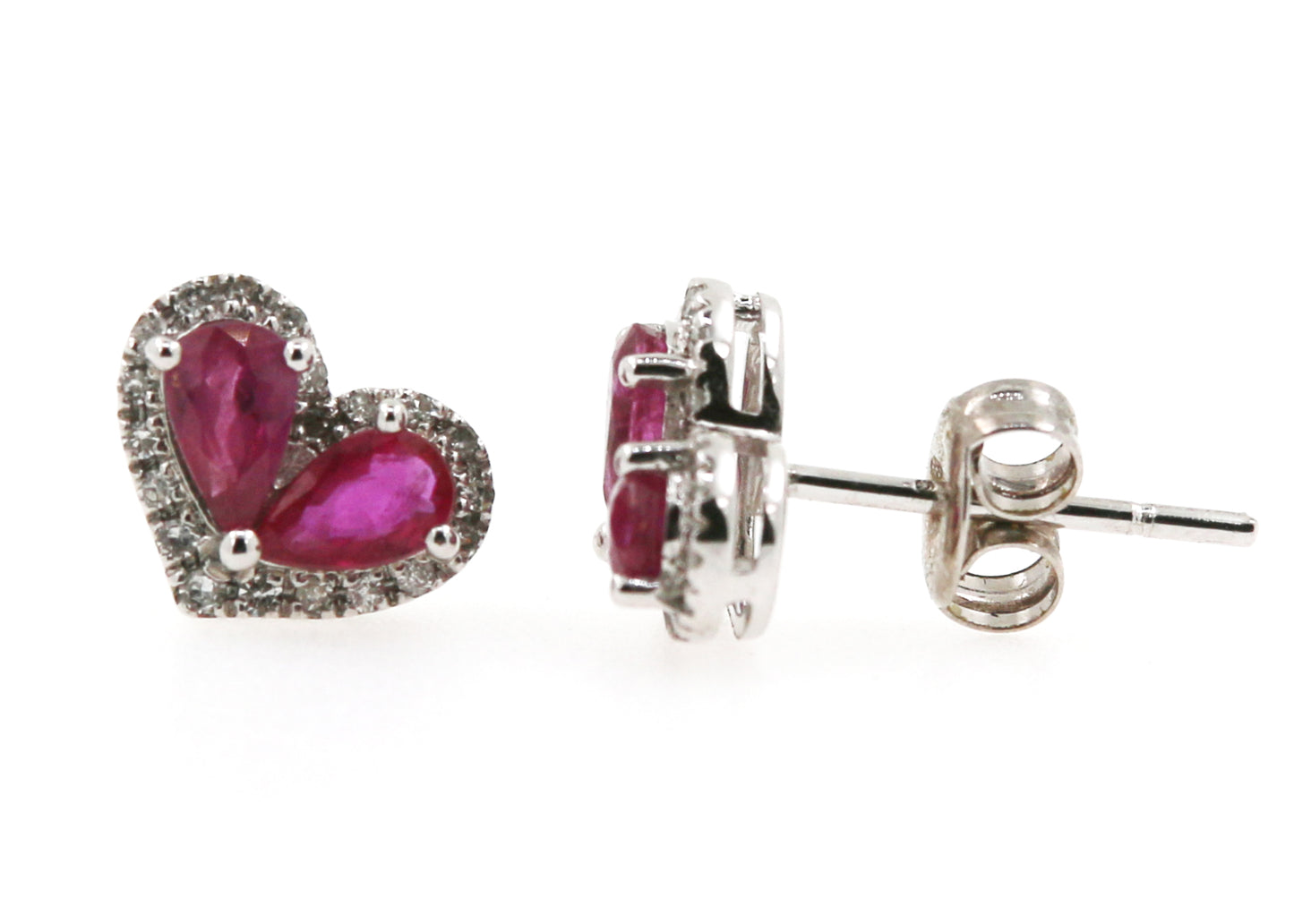 ARETES CORAZON RUBI