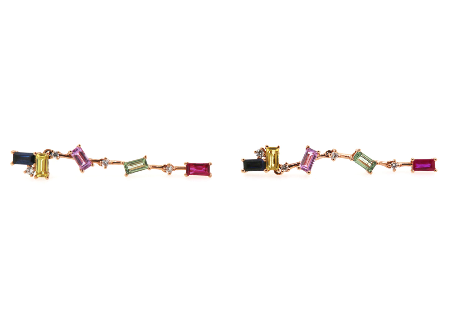 ARETES LARGOS BAGUETTES RAINBOW