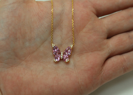 COLLAR MARIPOSA ZAFIRO ROSA