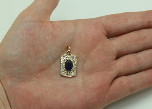 DIJE RECTANGULAR ZAFIRO