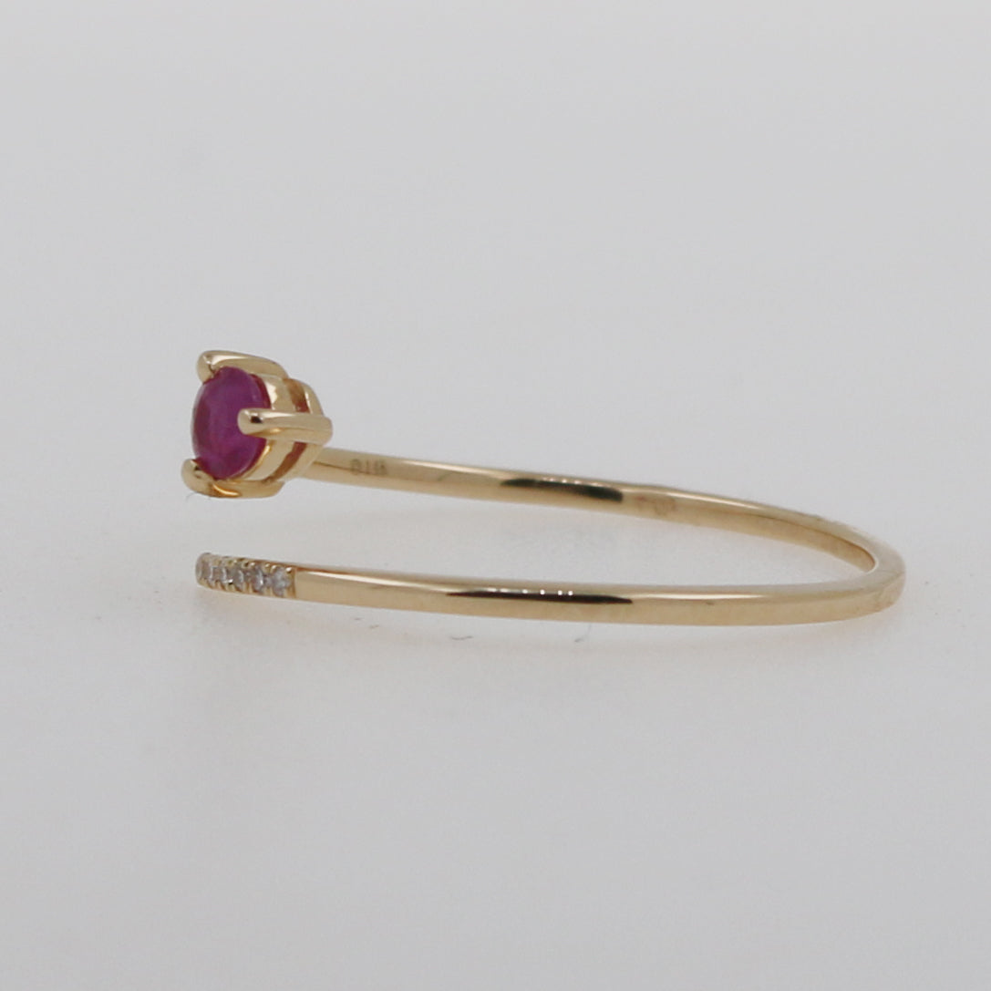 ANILLO ABIERTO RUBI Y DIAMANTES