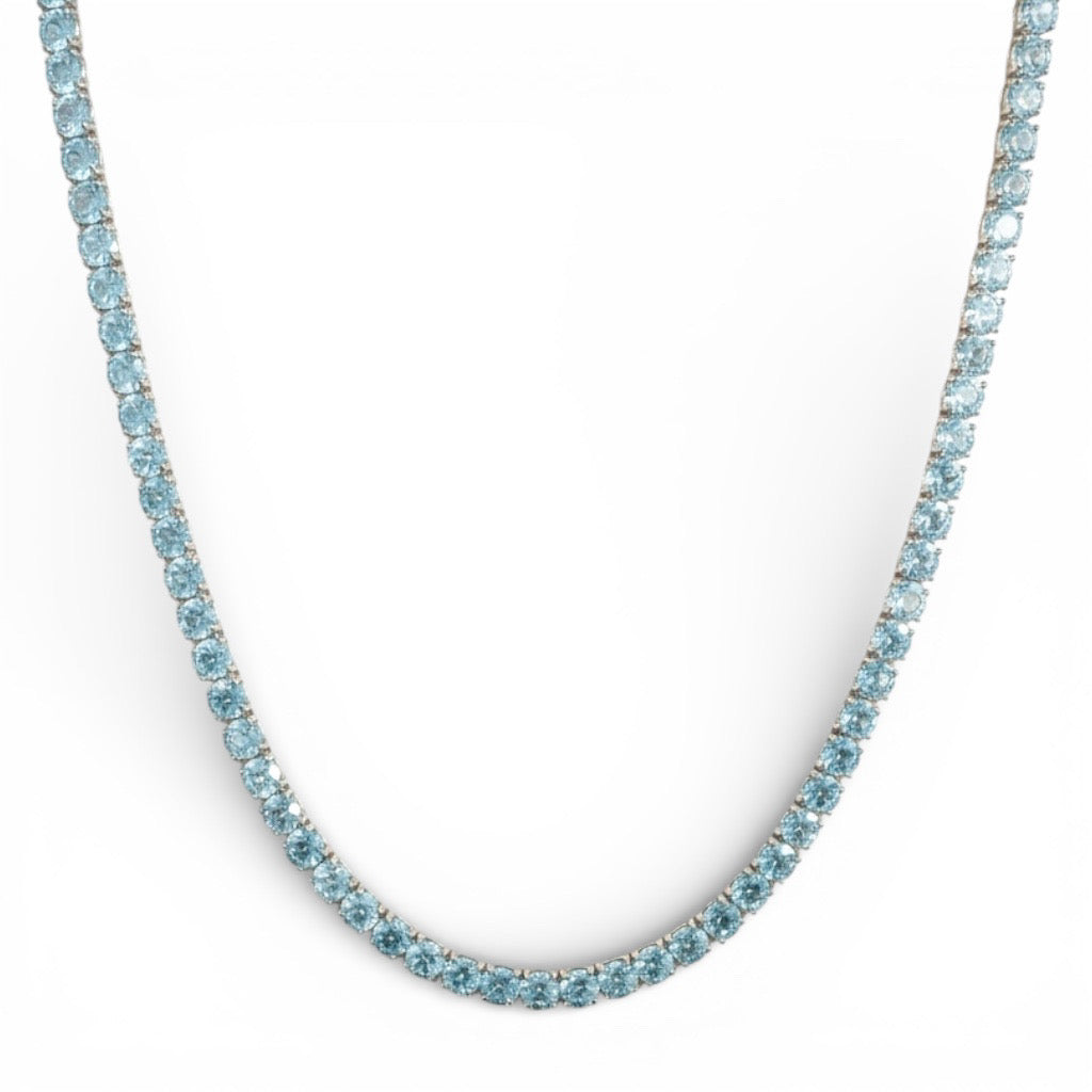 COLLAR TENNIS TOPACIO AZUL PLATA