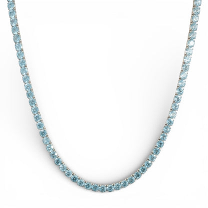COLLAR TENNIS TOPACIO AZUL PLATA