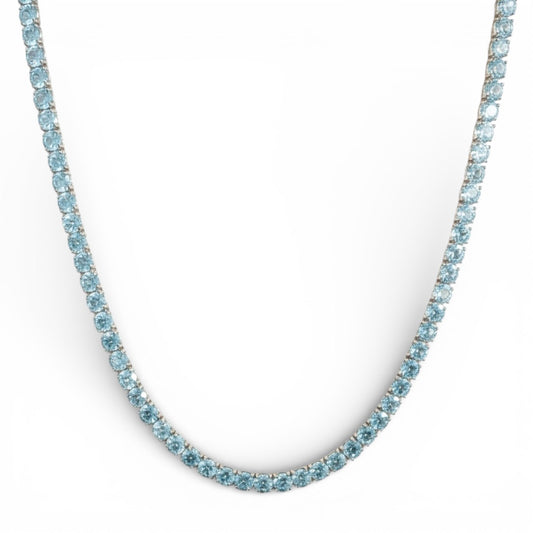 COLLAR TENNIS TOPACIO AZUL PLATA