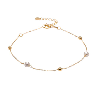 PULSERA BOLAS ORO Y PERLA
