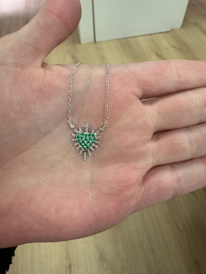 COLLAR SAGRADO CORAZON ESMERLADA