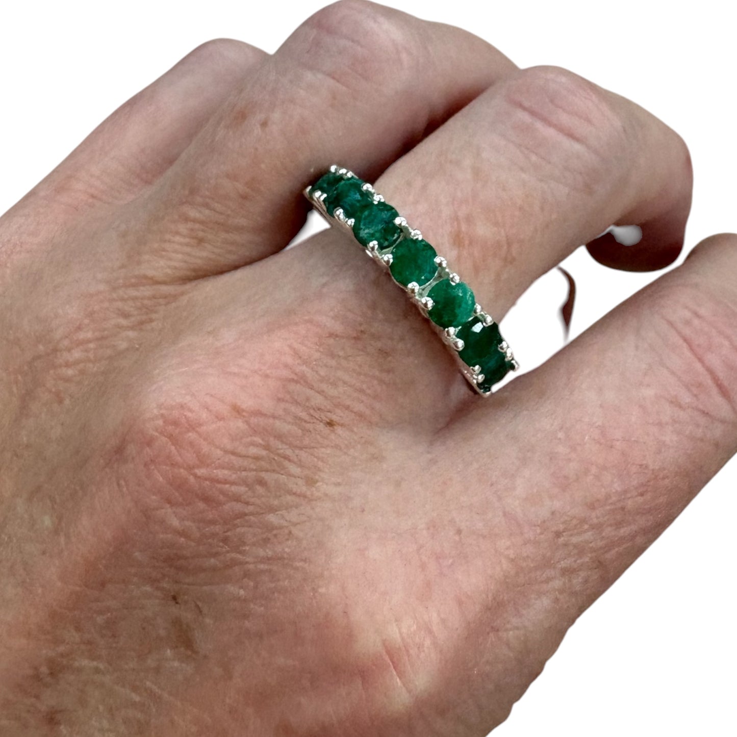 ANILLO ESMERALDA PLATA