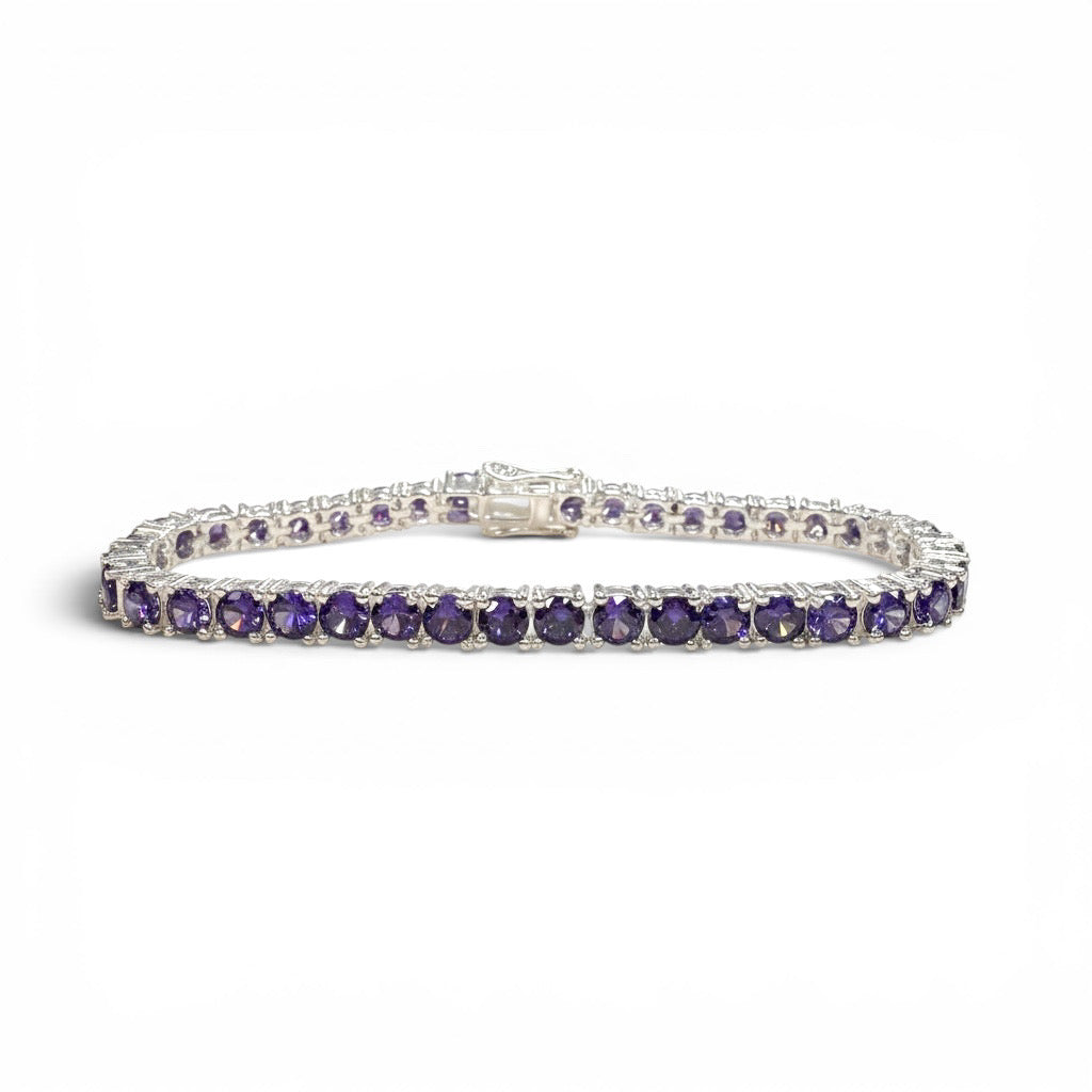 PULSERA PLATA AMATISTA OSCURA