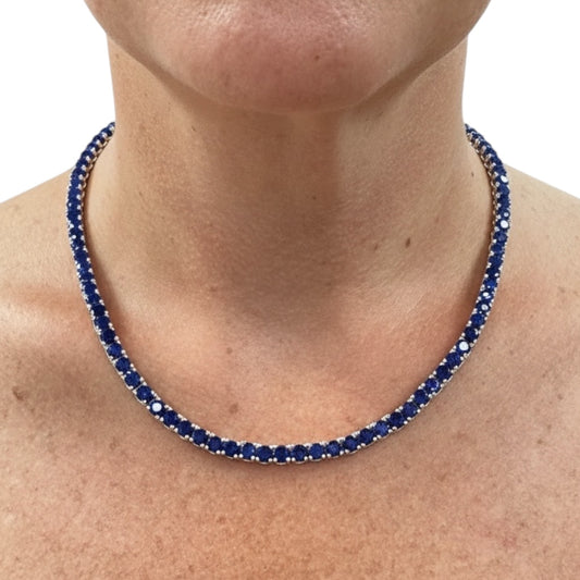 COLLAR TENNIS PLATA ZAFIRO