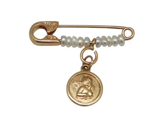 PIN PERLAS ANGEL DE LA GUARDA ORO
