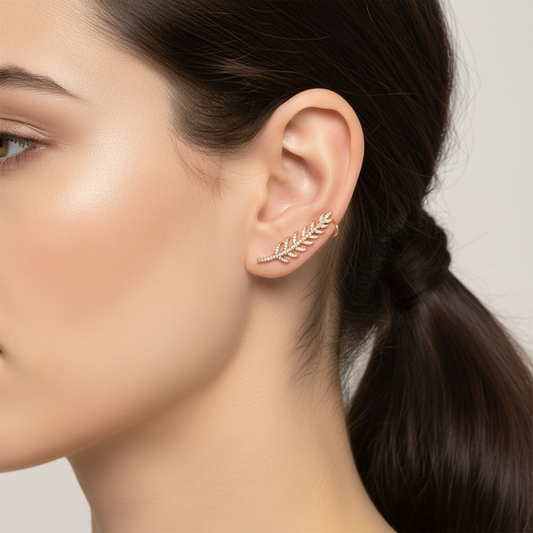 ARETES MODERNOS HOJA DIAMANTES
