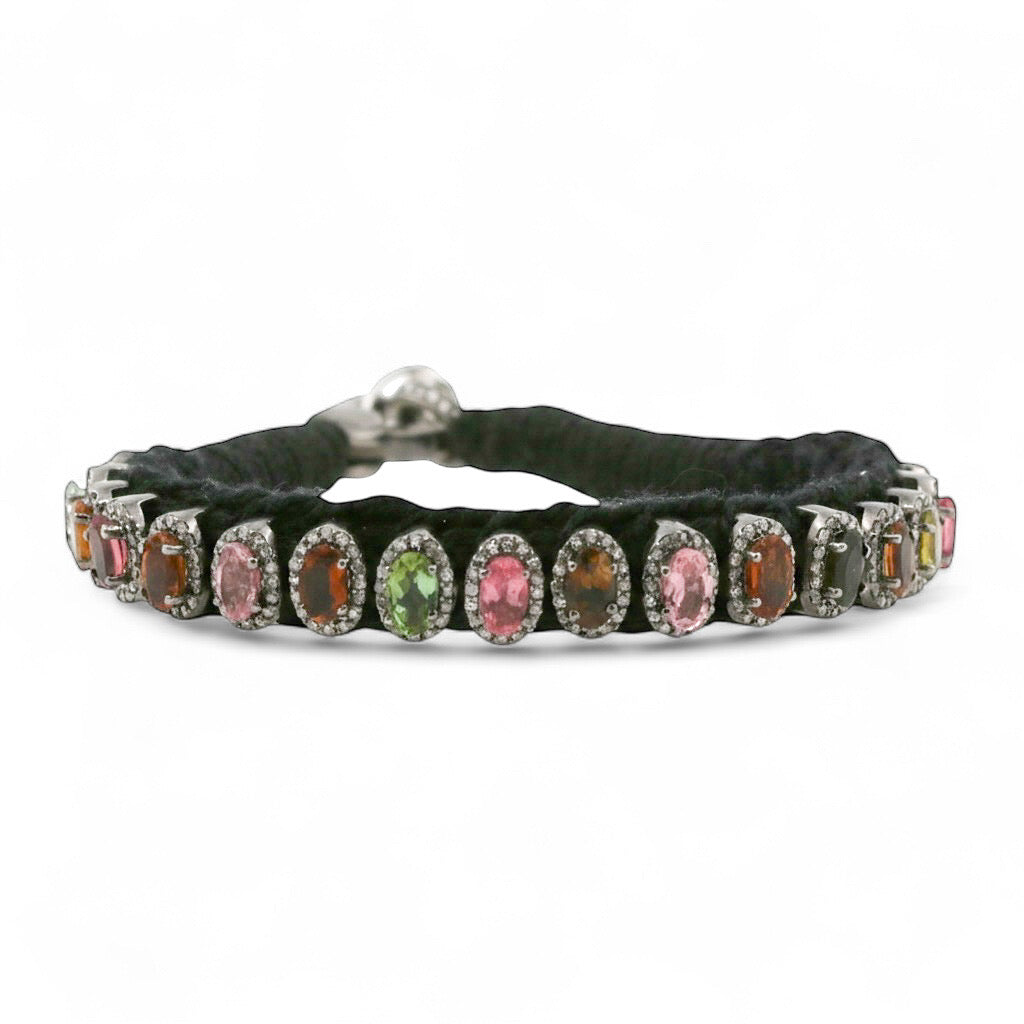 PULSERA PLATA TURMALINA Y DIAMANTES