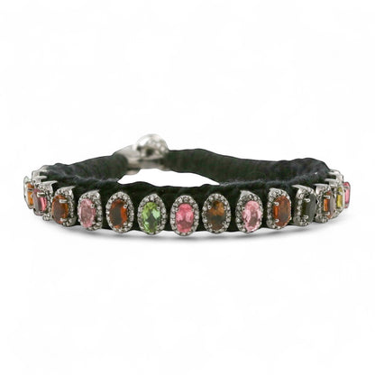PULSERA PLATA TURMALINA Y DIAMANTES