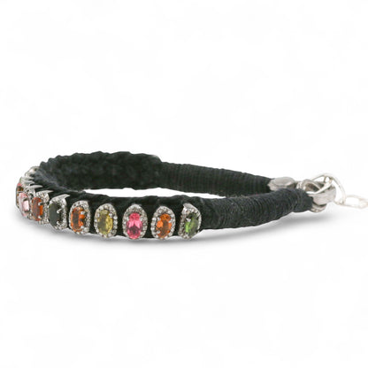 PULSERA PLATA TURMALINA Y DIAMANTES