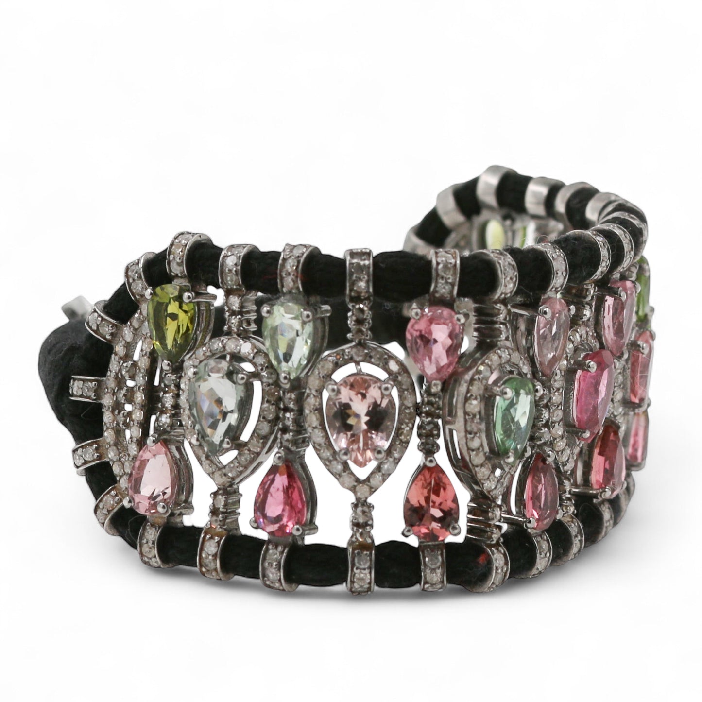 PULSERA PLATA TURMALINA Y DIAMANTES