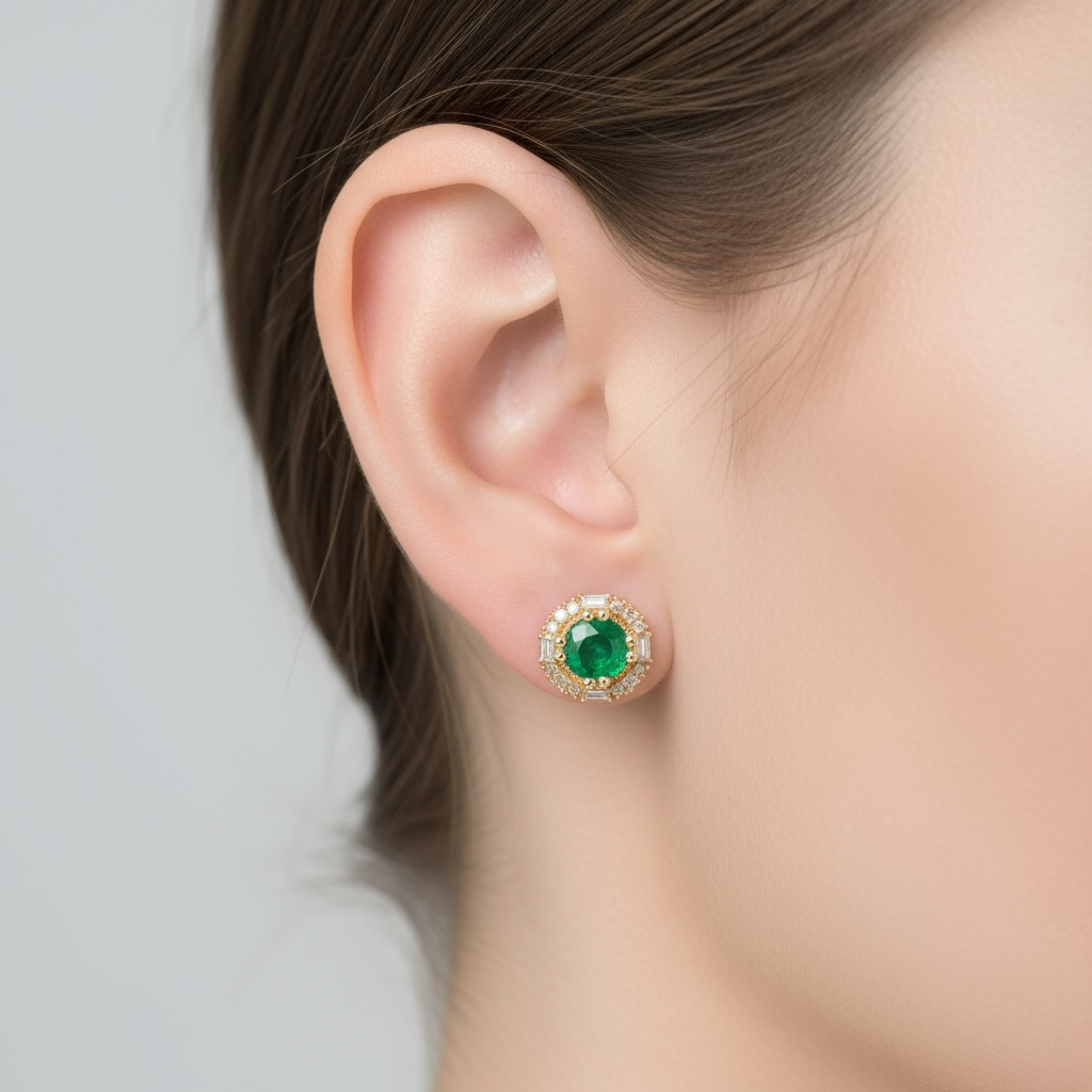 ARETES REDONDOS ESMERALDA