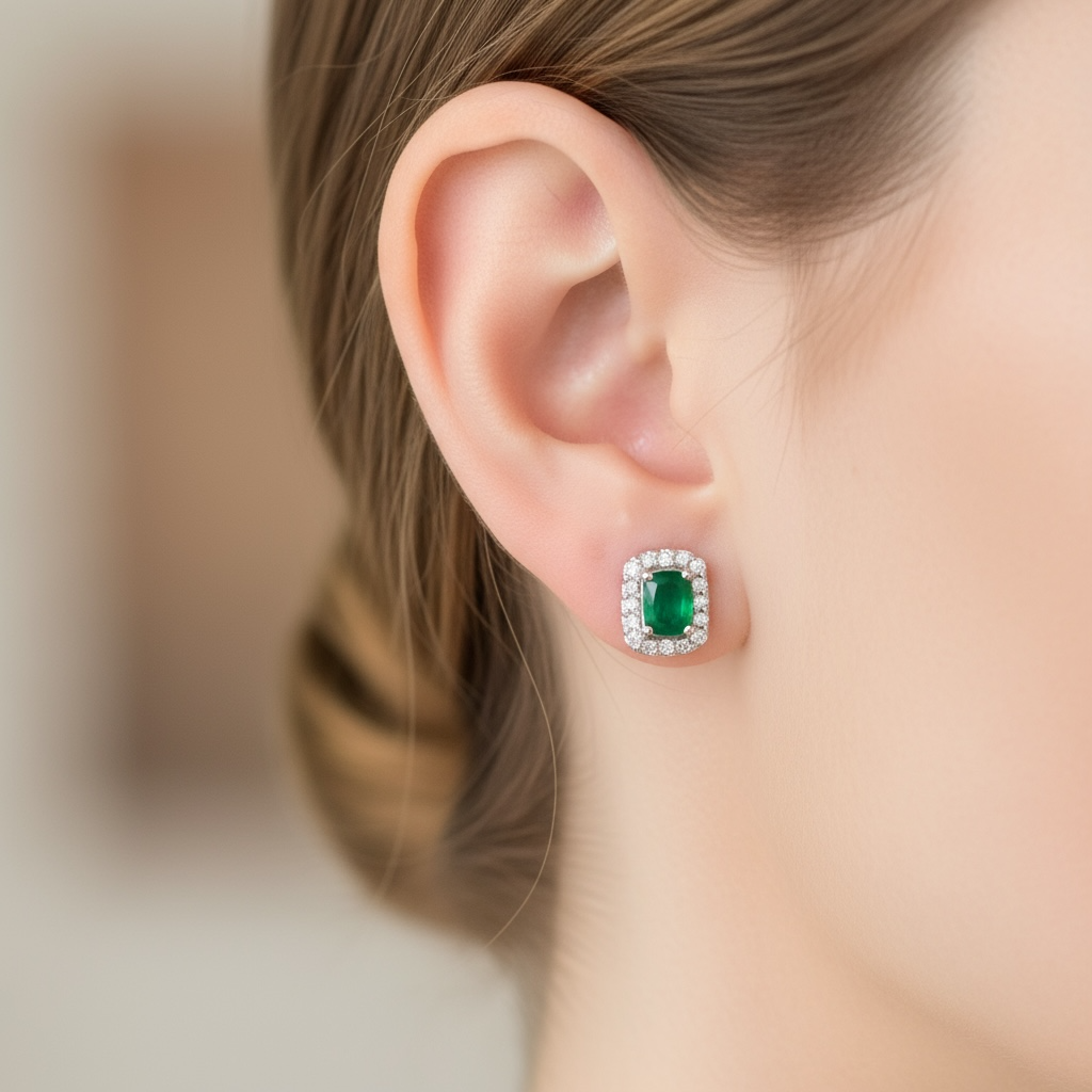 ARETES RECTANGULO ESMERALDA