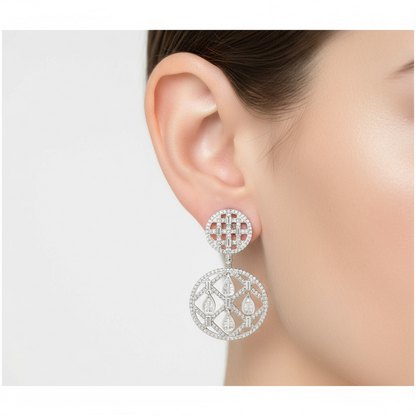 ARETES LARGOS CIRCULO DIAMANTES