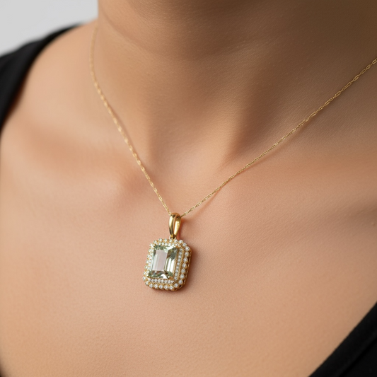 COLLAR RECTANGULO AMATISTA VERDE