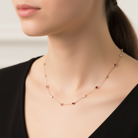 COLLAR RUBIES Y DIAMANTE BISEL