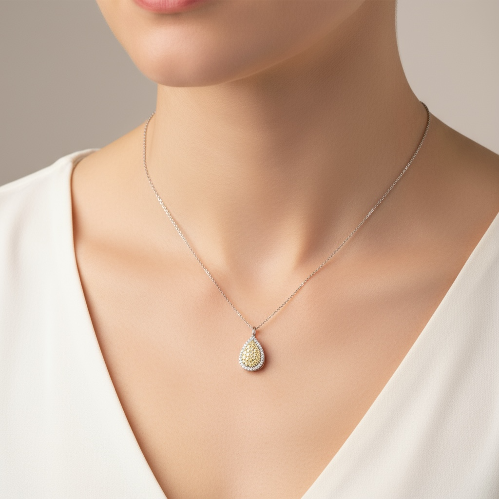 COLLAR GOTA DIAMANTES AMARILLOS