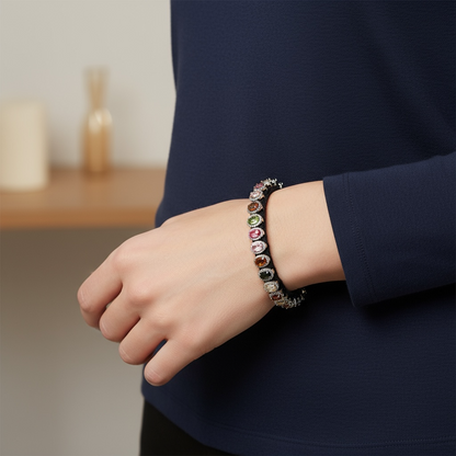 PULSERA PLATA TURMALINA Y DIAMANTES