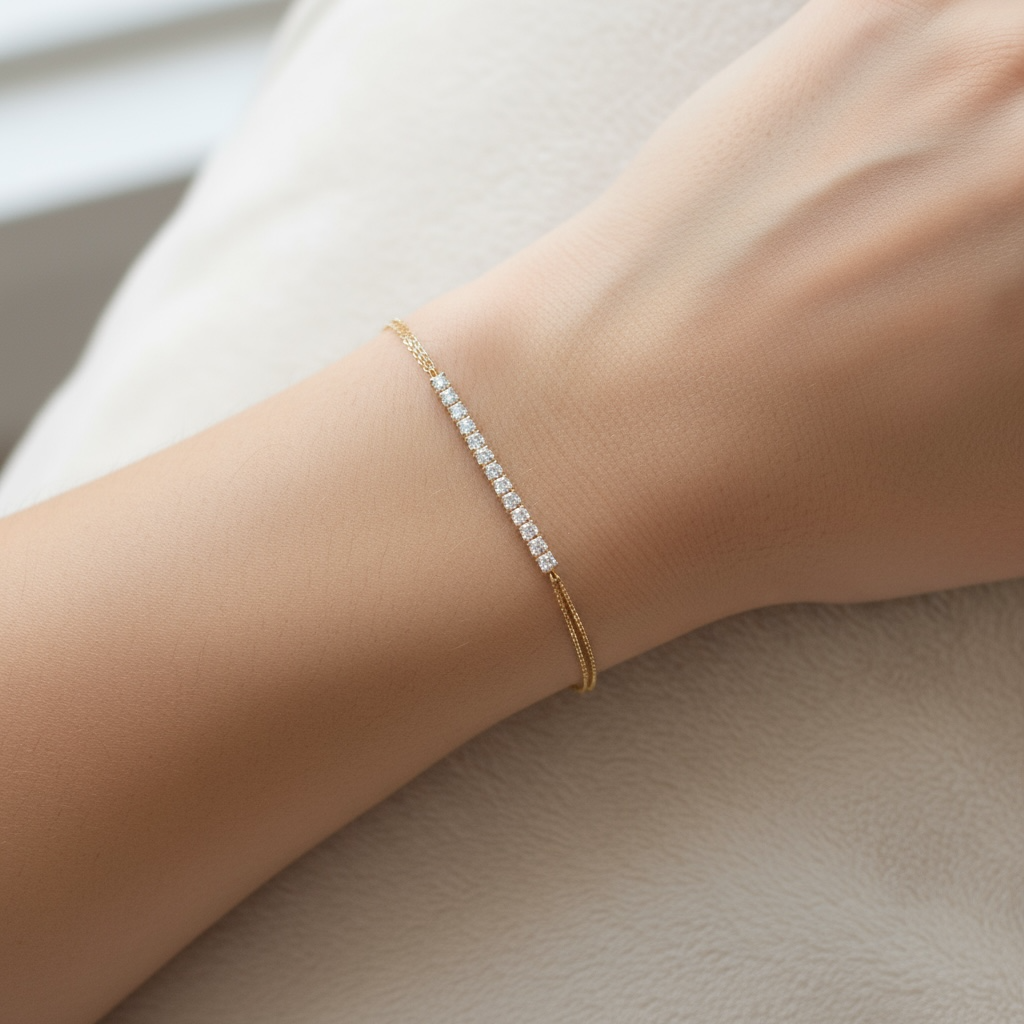 PULSERA TENNIS 1.5 QTES DIAMANTES CON CADENA