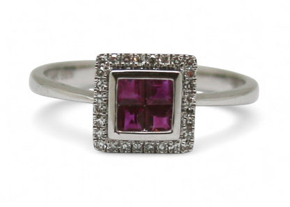 ANILLO CUADRADO RUBI
