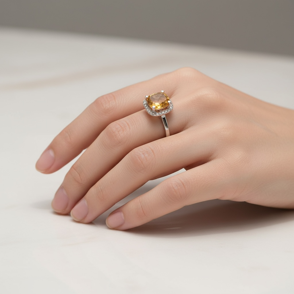 ANILLO CUADRADO CITRINO