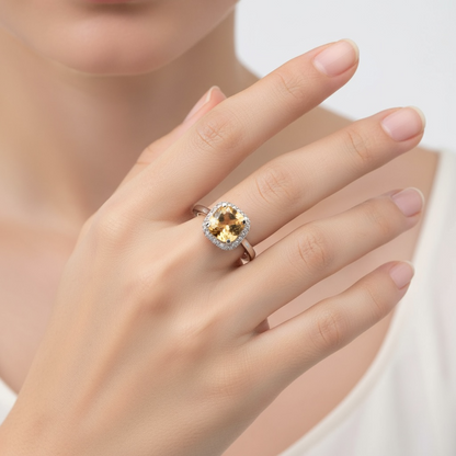 ANILLO CUADRADO CITRINO