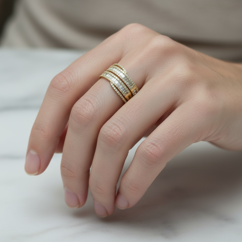 ANILLO DOBLE FILA DIAMANTES