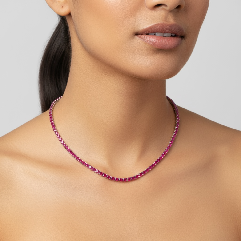 COLLAR - CHOKER TENNIS RUBI (SOLO PEDIDO)