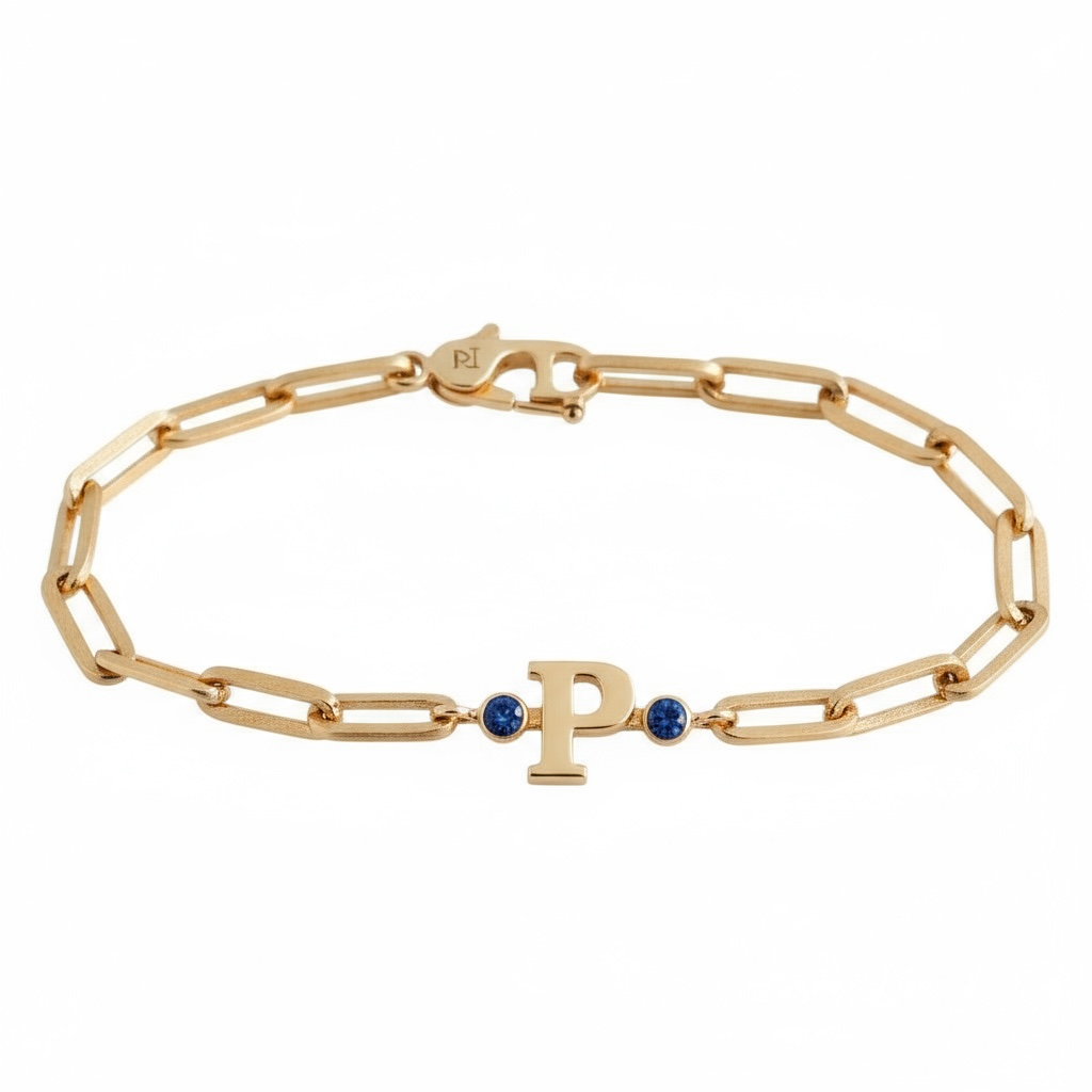PULSERA LINKS INICIAL BIRTHSTONE