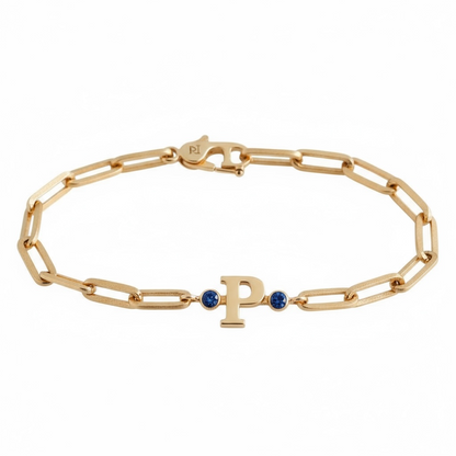 PULSERA LINKS INICIAL BIRTHSTONE