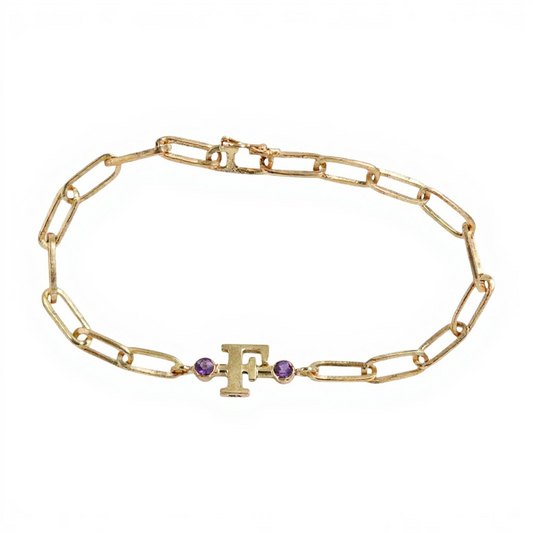 PULSERA LINKS INICIAL BIRTHSTONE