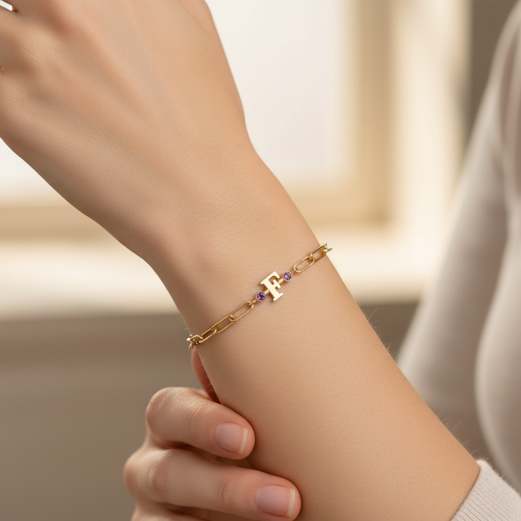 PULSERA LINKS INICIAL BIRTHSTONE