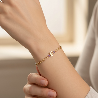 PULSERA LINKS INICIAL BIRTHSTONE