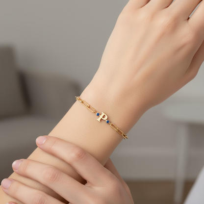 PULSERA LINKS INICIAL BIRTHSTONE
