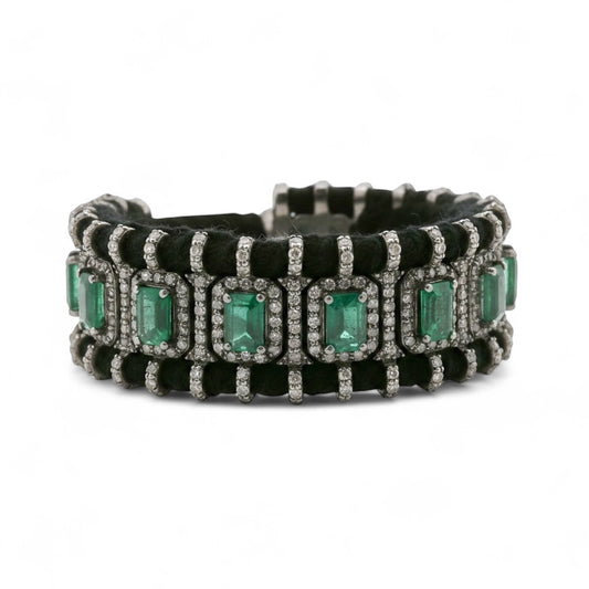 PULSERA PLATA ESMERALDA Y DIAMANTES