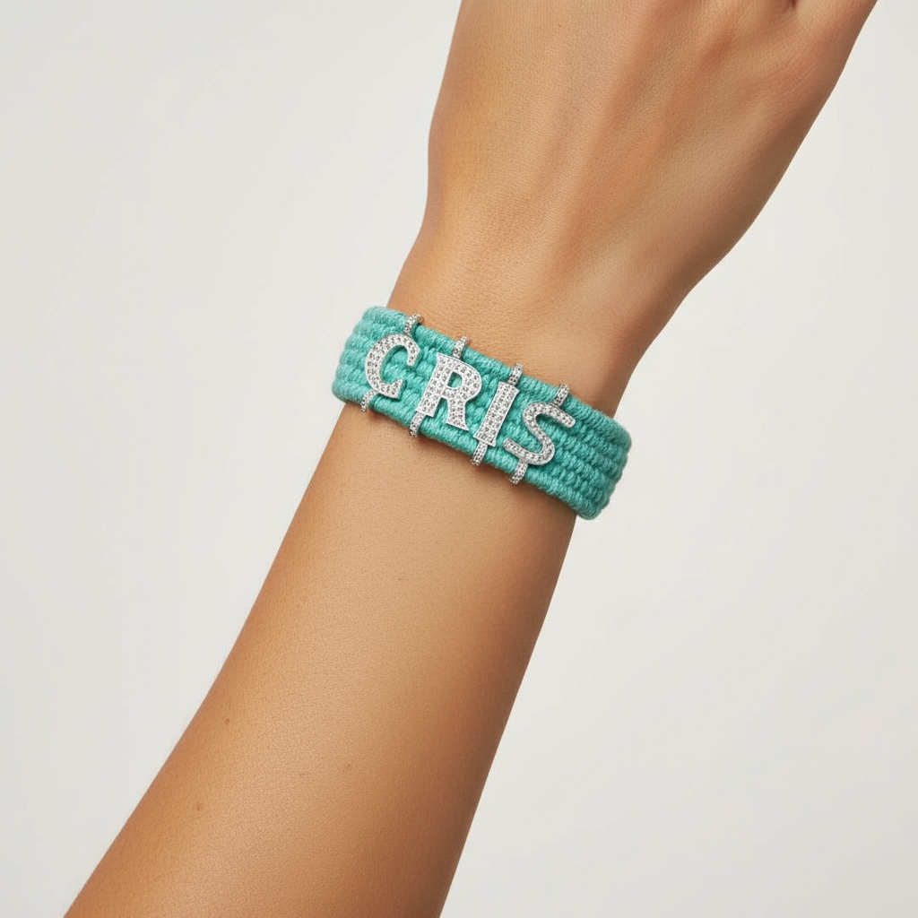 PULSERA PLATA INICIALES Y DIAMANTES