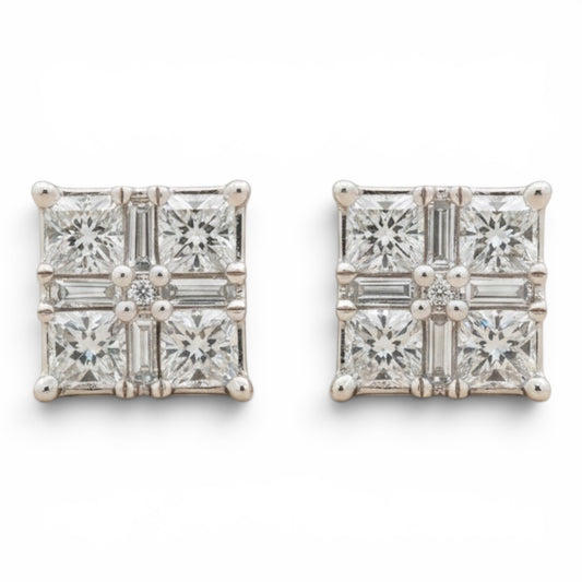 ARETES CUADRADOS DIAMANTES