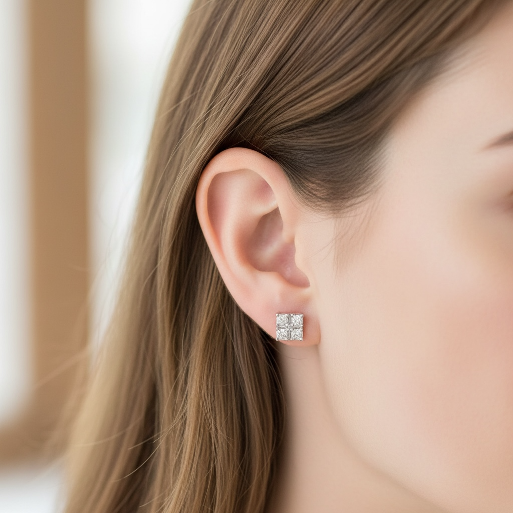 ARETES CUADRADOS DIAMANTES