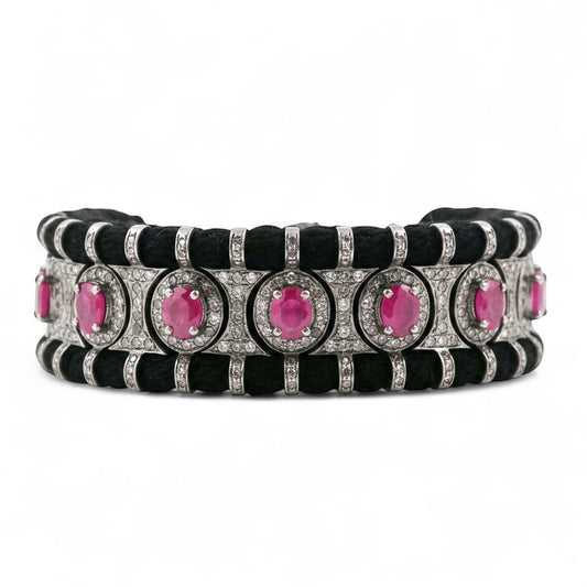 PULSERA PLATA RUBIES Y DIAMANTES